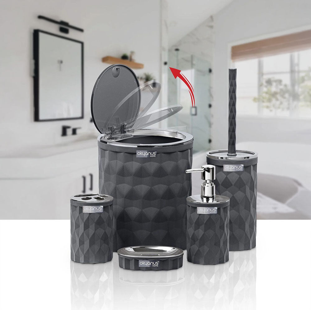 Okayanus Home Bathroom set Diamond 5 pieces - Grey*Silver