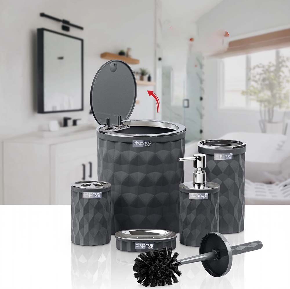 Okayanus Home Bathroom set Diamond 5 pieces - Grey*Silver