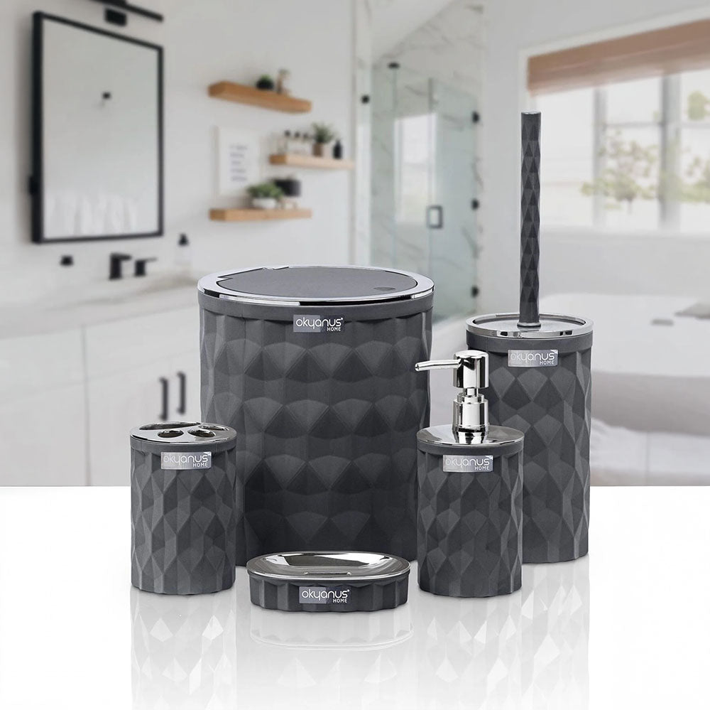 Okayanus Home Bathroom set Diamond 5 pieces - Grey*Silver